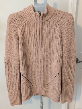 Moral Fiber Half-Zip Chunky Knit Sweater - Blush
